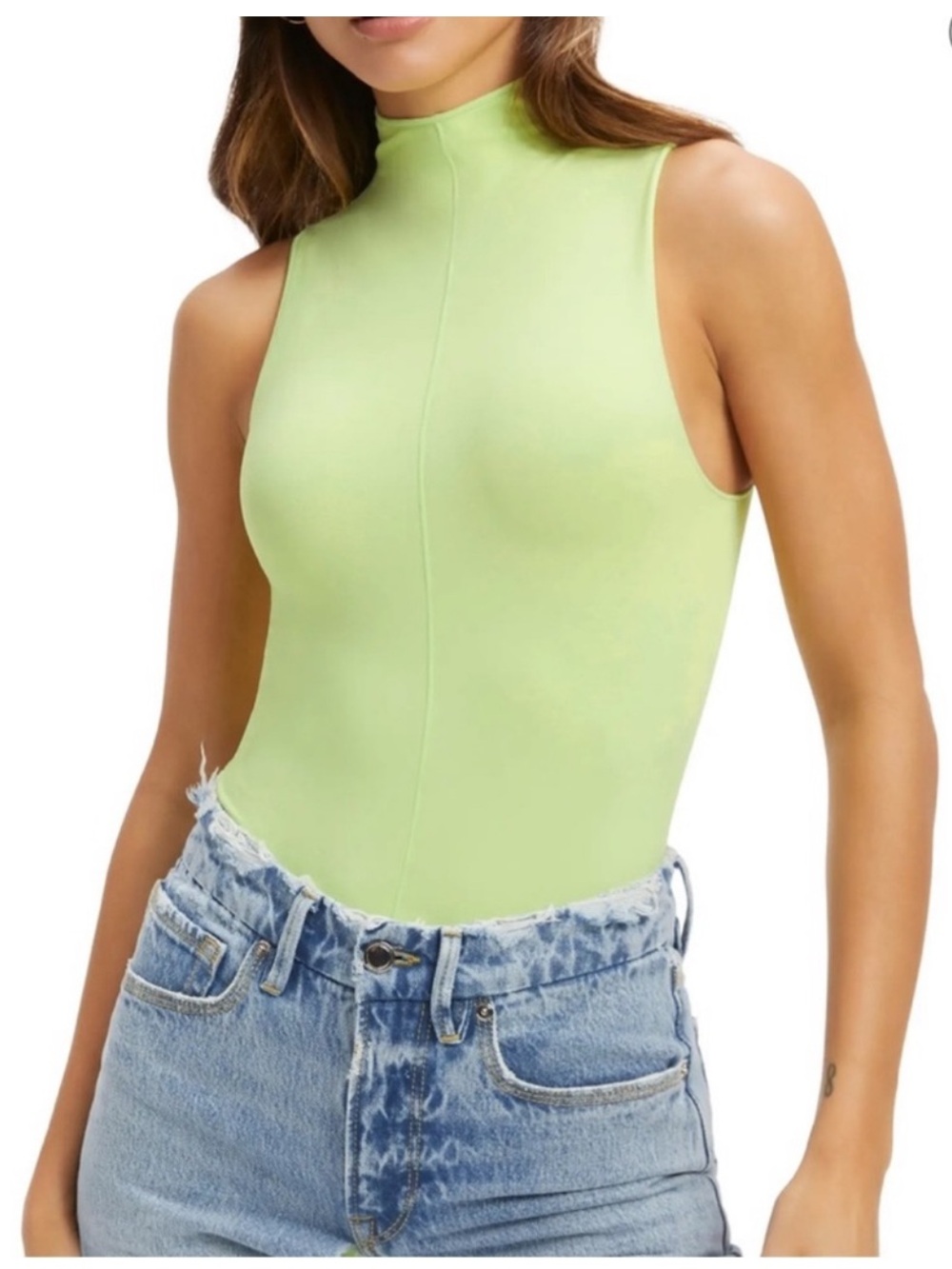 Women’s Good American so soft sleeveless bodysuit key lime color size 1/2